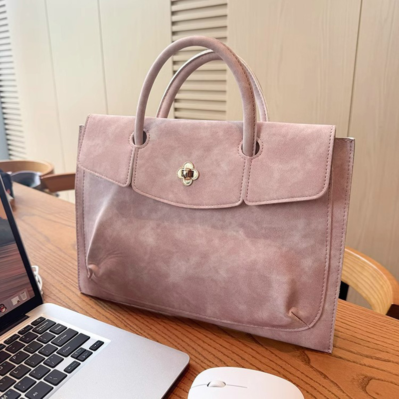 Women Hand Bags For Office - 우아한 핑크색 PU 가죽 노트북 토트백,