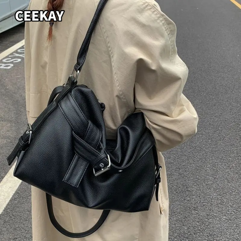 Y2k 대형 캐주얼 통근용 블랙 토트 백 오토바이 가방 - Women'S Young Bags 리뷰 및 가격