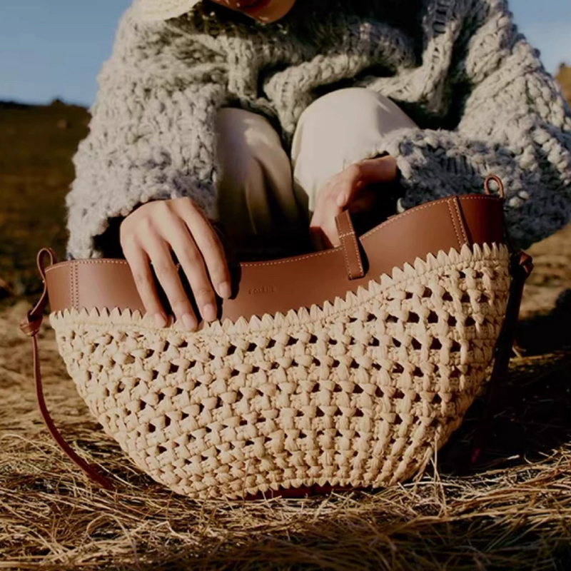 2026 여름 홀아웃 라피아 및 PU 가죽 데일리 백  - Women'S Raffia Bags 리뷰 및 가격
